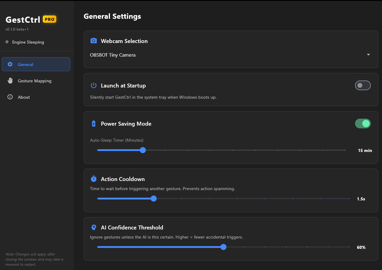 GestCtrl Pro Interface